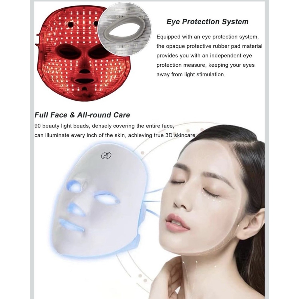 NEW Facial Beauty Mask 7 Color Light Therapy Skin Care Firming, Acne & Collagen - Picture 10 of 11